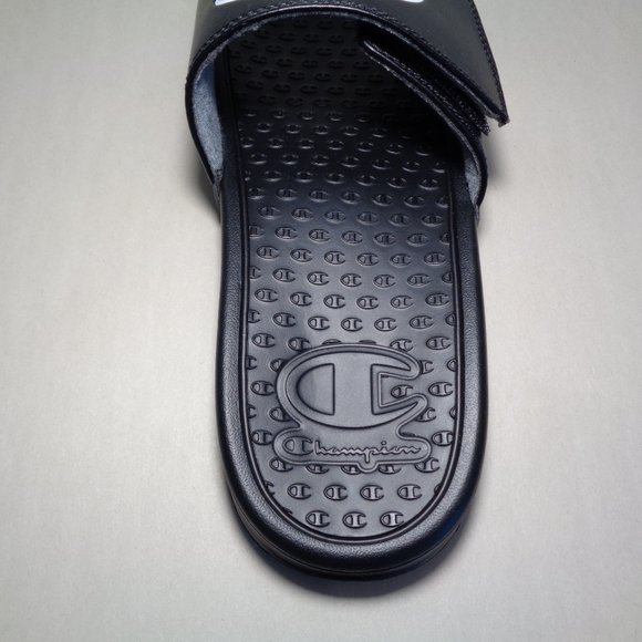 Champion Size 12 M LOGO SLIDE Black Sandals New Men's Shoes - Picture 10 of 15